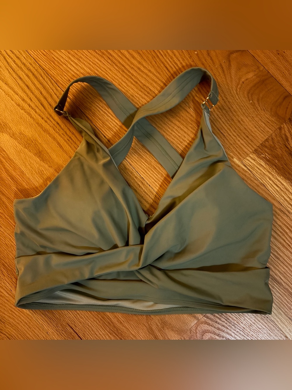 aerie Olive Twist-Front Sports Bralette
